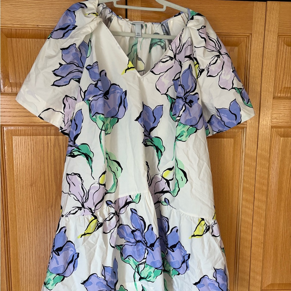 Floral Print Dress with Purple Flowers